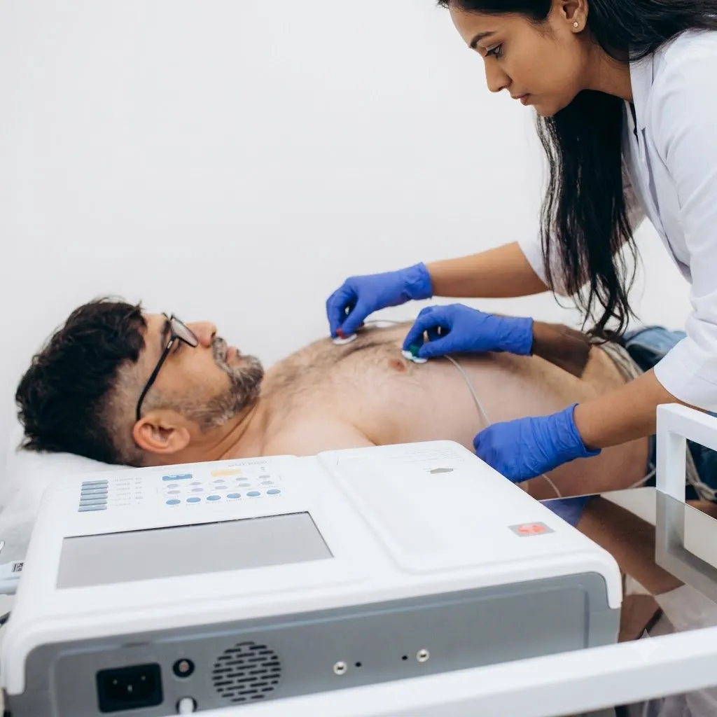 Doctor consulting a patient about ECG results