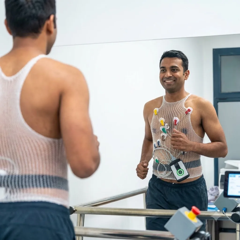 Doctor consulting a patient about treadmill test results