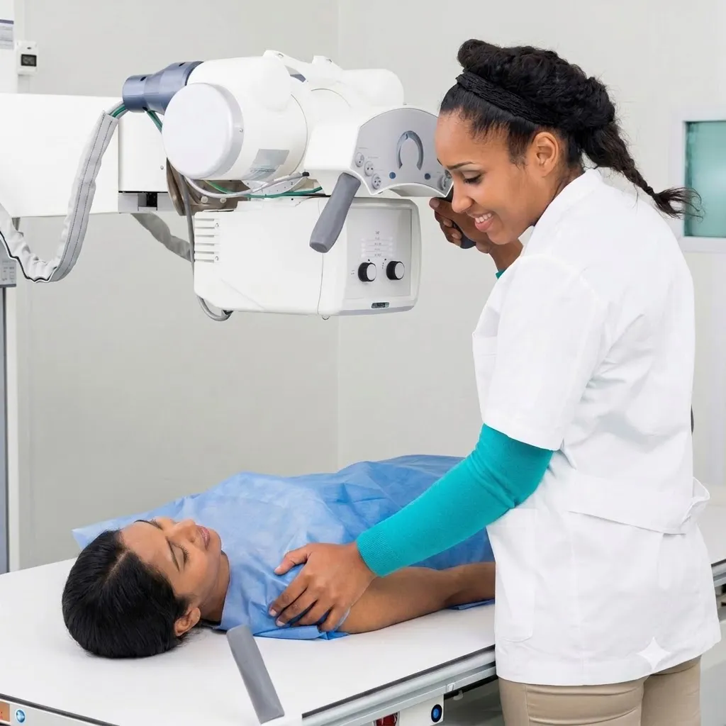 Doctor consulting a patient about X-ray results