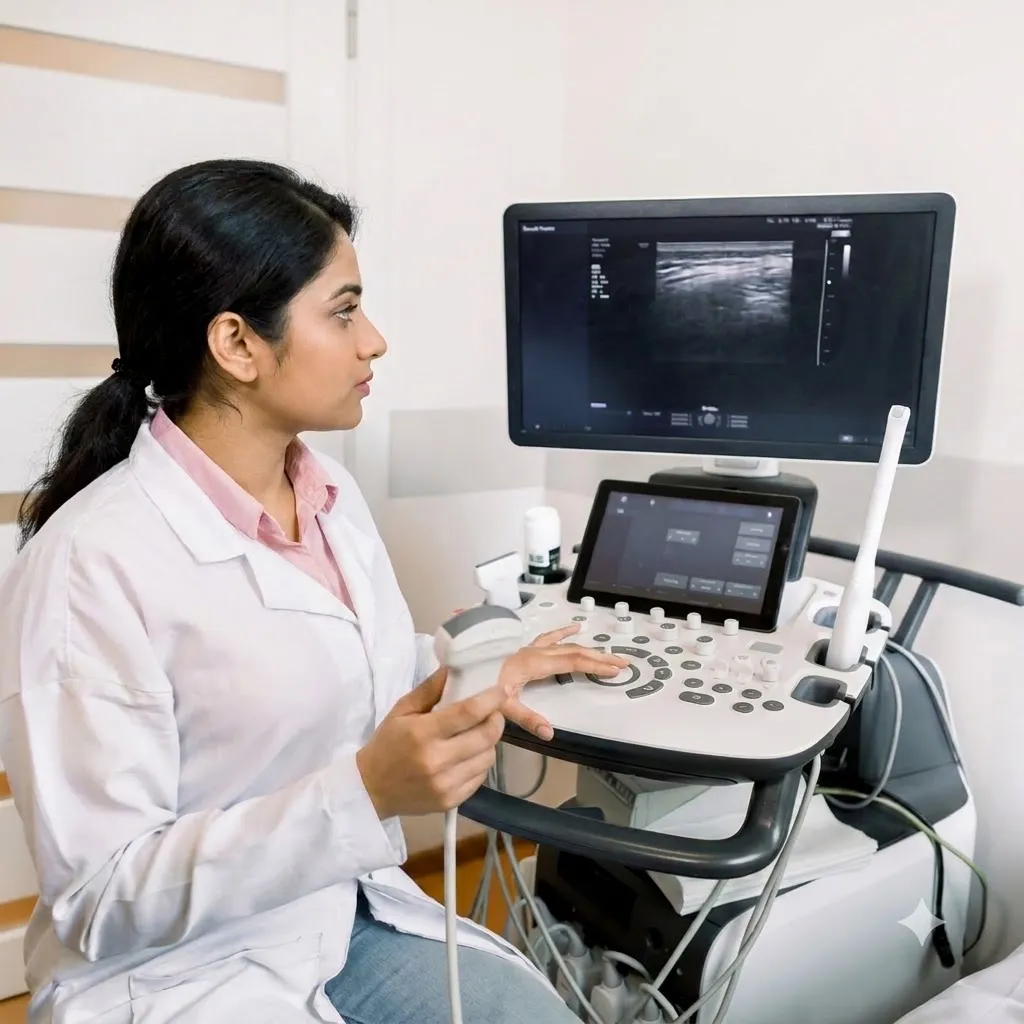 Doctor consulting a patient about ultrasound results