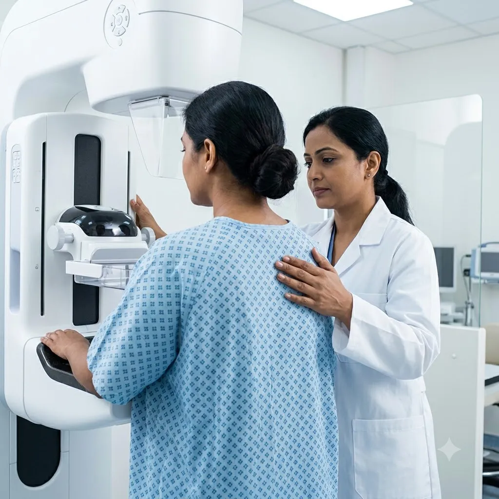 Doctor consulting a patient about mammography results