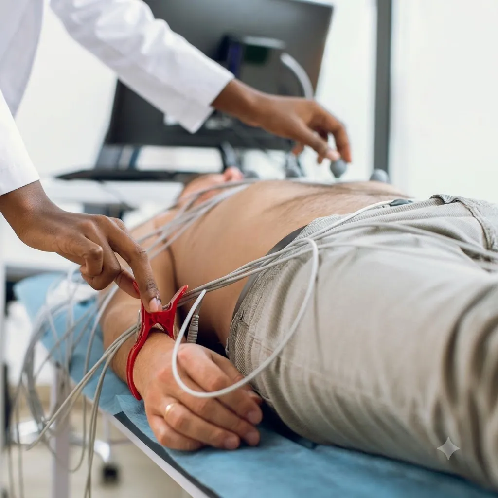 ECG monitor showing heart rhythm data