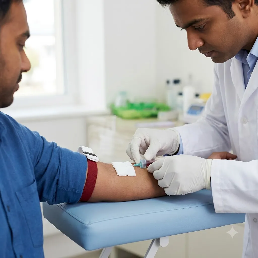 Blood sample collection at PP Scans laboratory