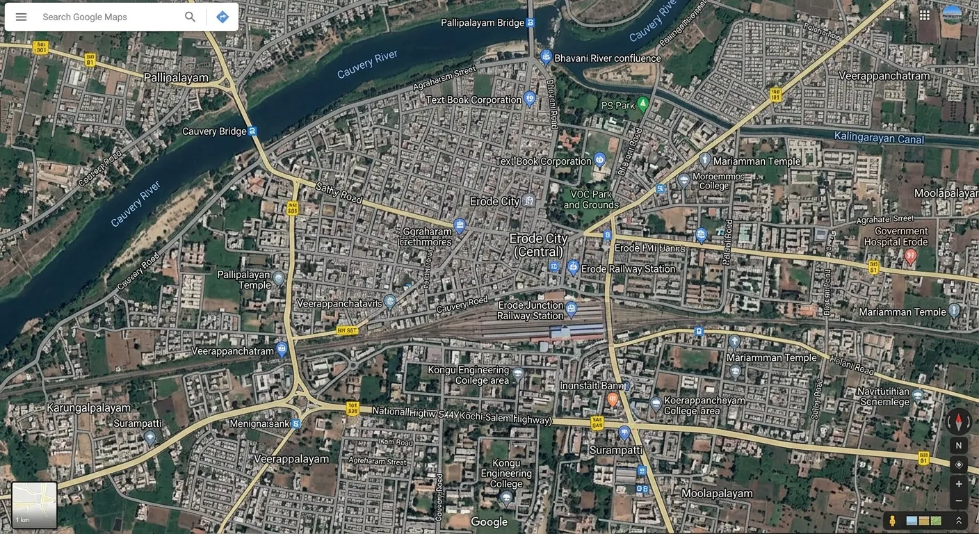 Map showing PP Scans location in Erode