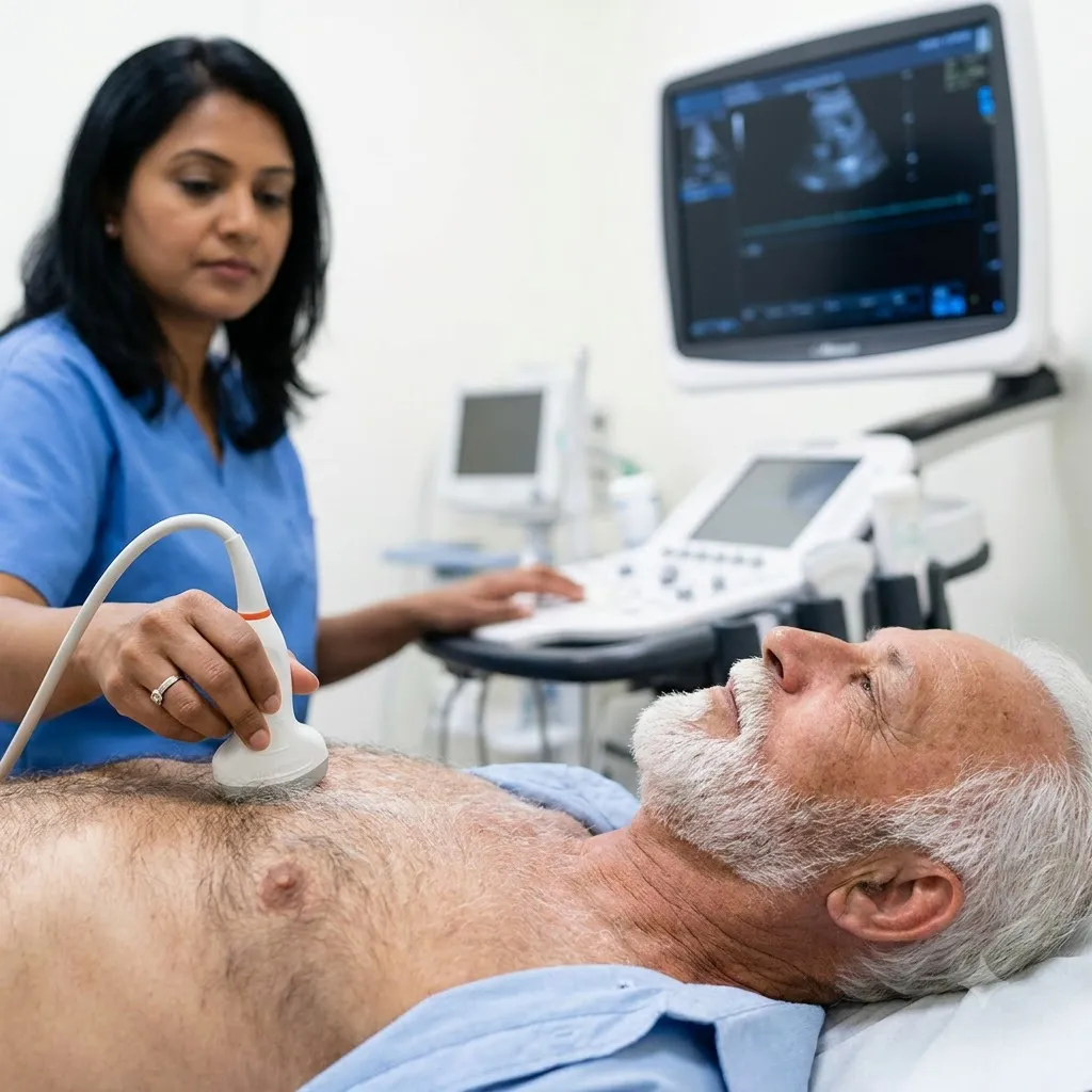 Patient undergoing a 2D echocardiogram scan