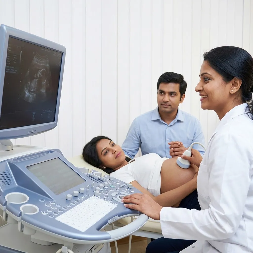 Patient undergoing an ultrasound examination